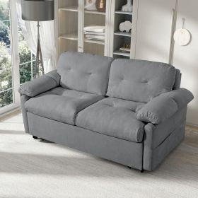 Convertible Pull Out Sofa Bed Queen Size, 3-in-1 Convertible Sleeper Couch with Thicked Cushions and Side Storage