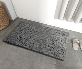 Chenille Bath Rugs Mat for Bathroom Slip-Resistant Shag Extra Soft and Absorbent Bath Rug for Shower Room Machine-Washable Fast Dry ( Dark Gray;