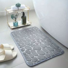1pc Non-Slip Memory Foam Bath Rug with Cobblestone Embossment - Rapid Water Absorbent and Washable - Soft and Comfortable Carpet for Shower Room (Color: gray)