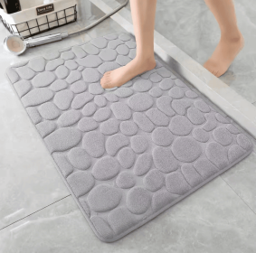 3D Non Slip Bathroom Mat Cobblestone Embossed Bath Mats (Color: light grey, size: 40*60)