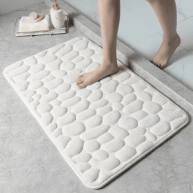 3D Non Slip Bathroom Mat Cobblestone Embossed Bath Mats (Color: White, size: 50*80)