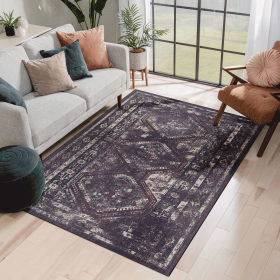 6x9 Area Rugs, Washable Rug, Low-Pile, Non-Slip, Non-Shedding, Foldable, Kid & Pet Friendly - Area Rugs for living room, bedroom, kitchen (Color: as Pic)