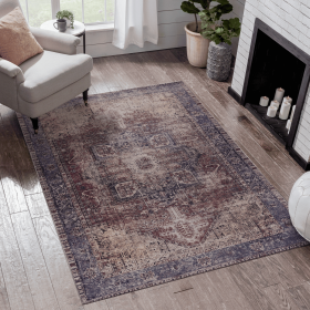 LOOM & LUXE Area Rugs 6x9, Washable Rug, Low-Pile, Non-Slip, Non-Shedding, Foldable, Kid & Pet Friendly - Area Rugs for living room, bedroom (Color: as Pic)