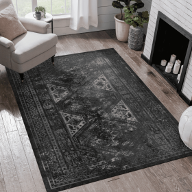 LOOM & LUXE 9x12 Area Rug, Washable Rug, Low-Pile, Non-Slip, Non-Shedding, Foldable, Kid & Pet Friendly - Area Rugs for living room, bedroom (Color: as Pic)