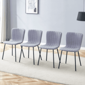 Luxury Minimalist Chairs - A Set Of 4 High Quality Dining Chairs With Black Metal Legs. The Integral Metal Leg Structure Is Suitable For Various (Option: Gray)